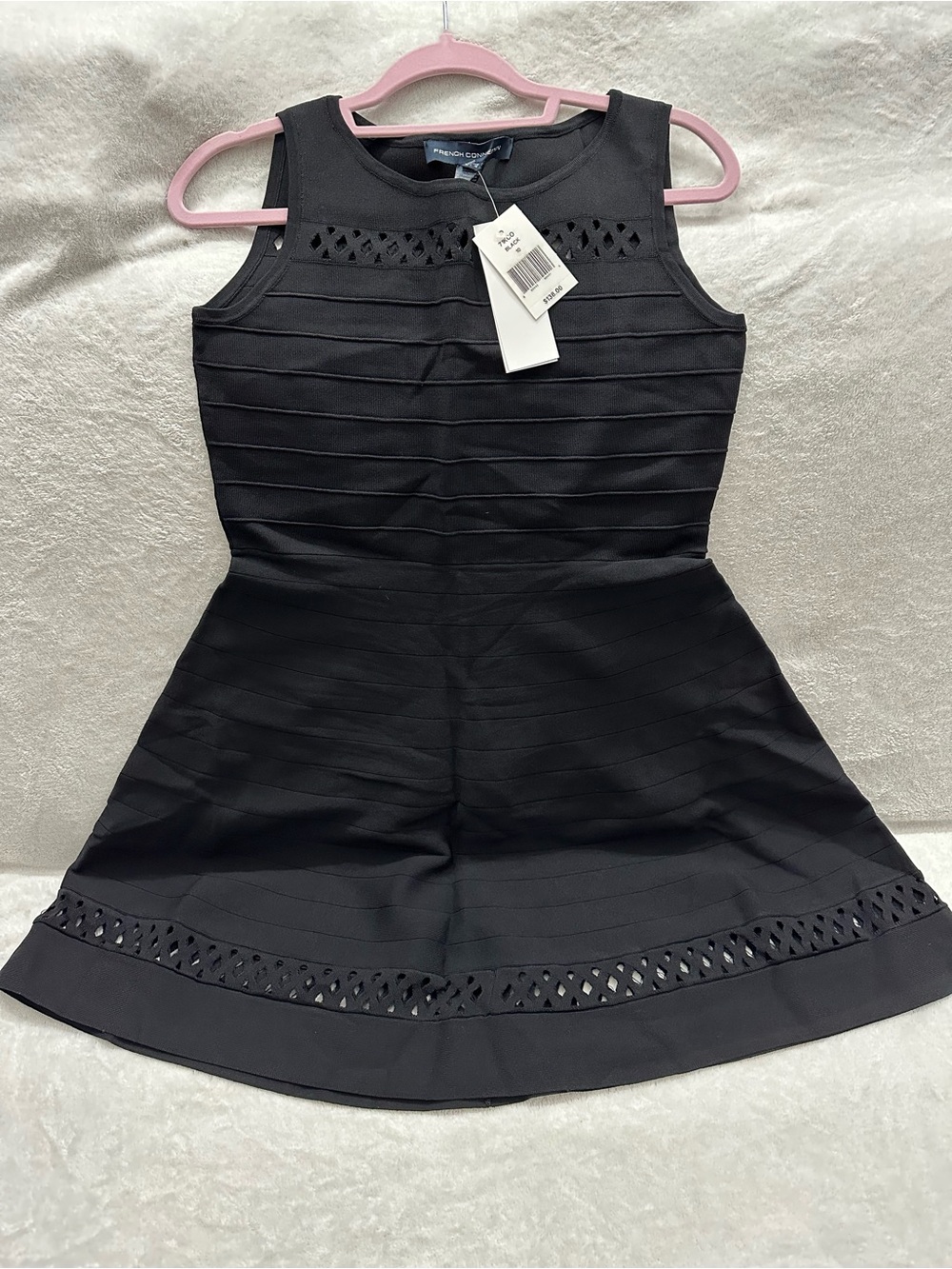 French Connection Kai Knit Fit and Flare Dress Size L (US 10 UK 14) Black New